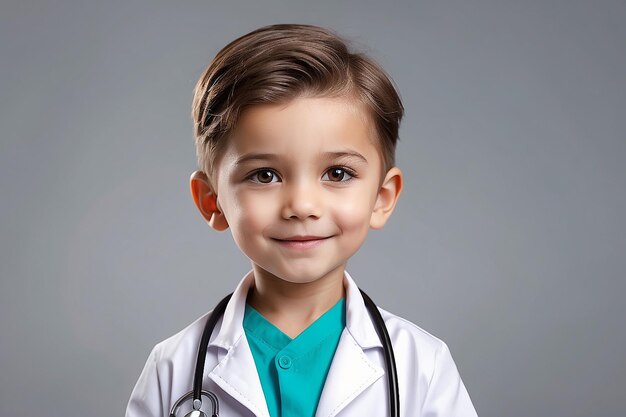 Un pequeño y lindo médico con un estetoscopio.