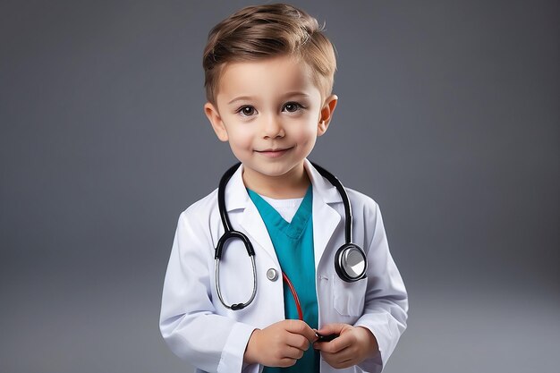 Un pequeño y lindo médico con un estetoscopio.