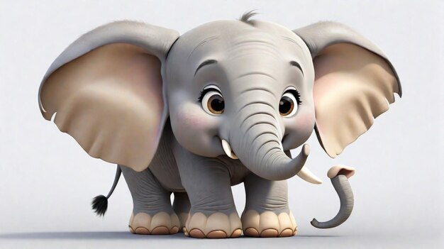Foto un pequeño y lindo personaje de dibujos animados elefante