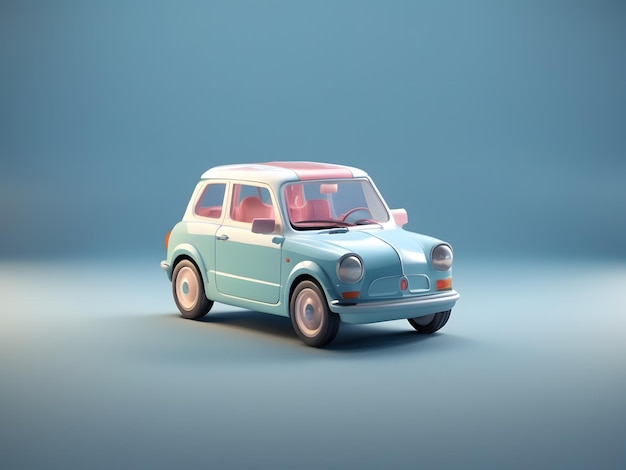 Pequeño y lindo render 3d isométrico Coche adorable