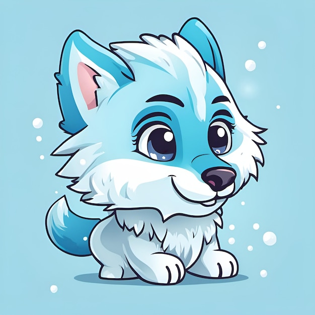 Foto pequeño lobo sonriente de dibujos animados lindo