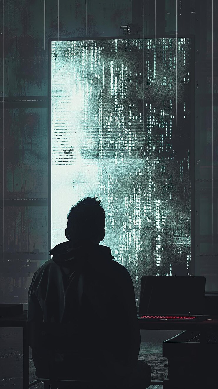 Foto pequeño logotipo de computadora moderna en un fondo sólido