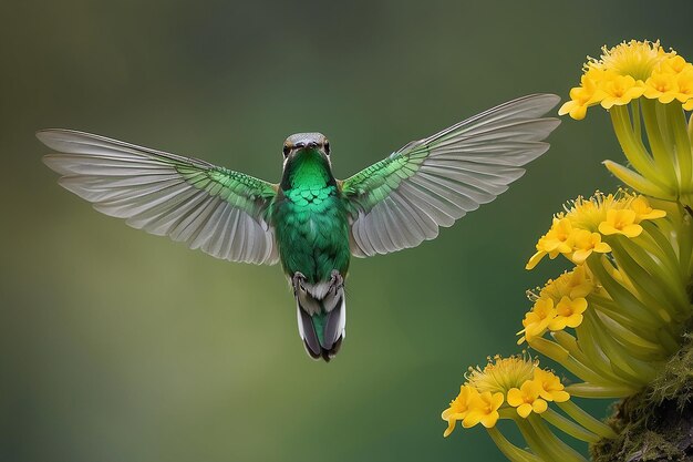 Foto el pequeño macho verde brillante esmeralda de los andes occidentales chlorostilbon melanorhynchus