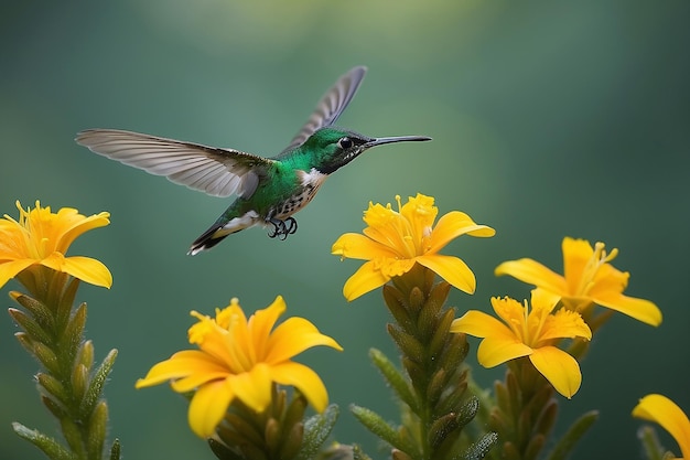 Foto el pequeño macho verde brillante esmeralda de los andes occidentales chlorostilbon melanorhynchus