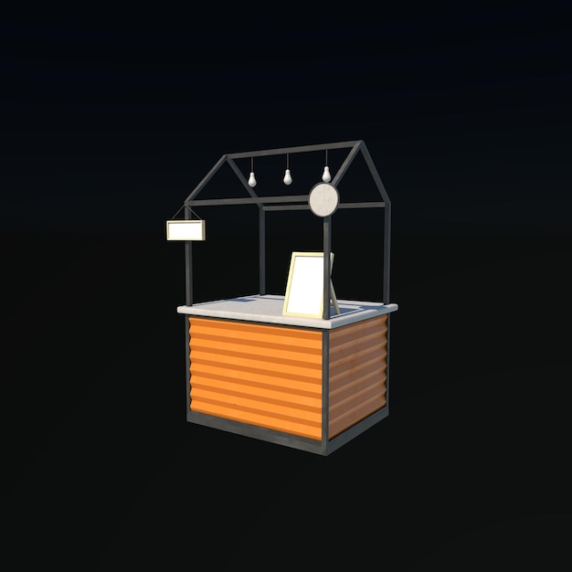 un pequeño modelo 3D de carrito de comida