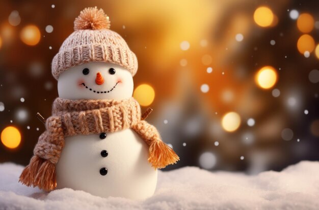 un pequeño muñeco de nieve en forma de bufanda de punto en el estilo