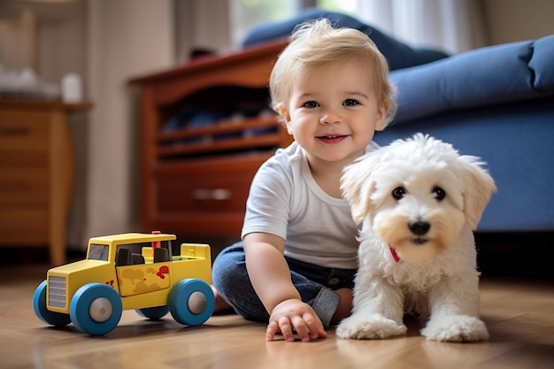 Un pequeño niño rubio americano