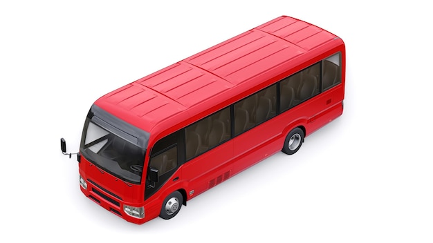 Pequeno ônibus para viagens urbanas e suburbanas. Carro com corpo vazio para design e publicidade. ilustração 3D.