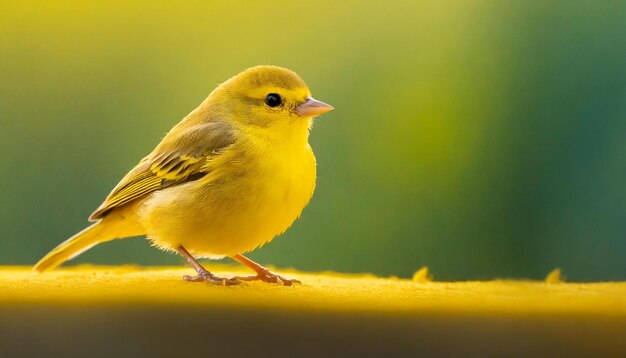 Foto un pequeño pájaro amarillo 3d sentado en la parte superior de una superficie amarilla