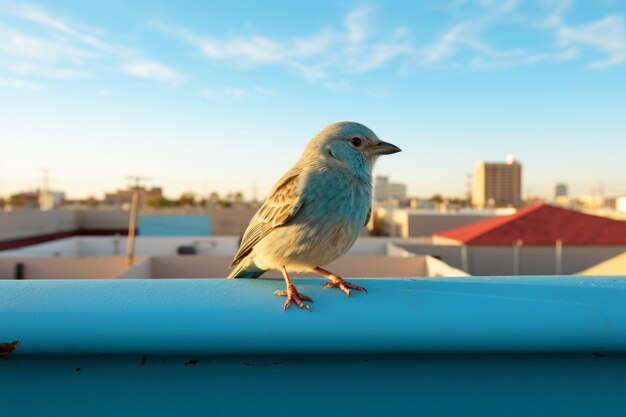 Foto un pequeño pájaro sentado en una repisa