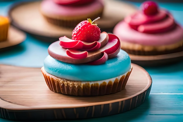 Pequeño pastel dulce lindo y delicioso con dulces de frutas y azúcar