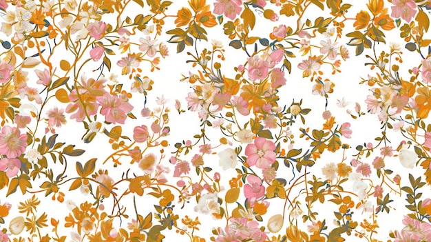 Pequeño patrón floral sin costuras en rosa blush apagado rosa suave naranja cremoso beige y pastel dorado