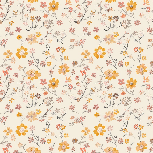Pequeño patrón vectorial floral sin costuras dibujado a mano perfecto para la moda textil niños usan papel tapiz de decoración de guardería papel de envoltura