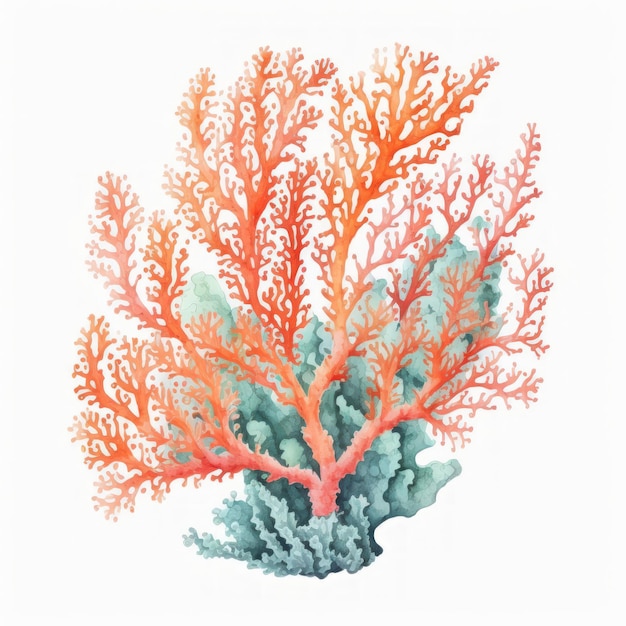 Foto pequeno pedaço colorido de aquarela pintado à mão de ilustração de coral para livro de bebê gerado por ia