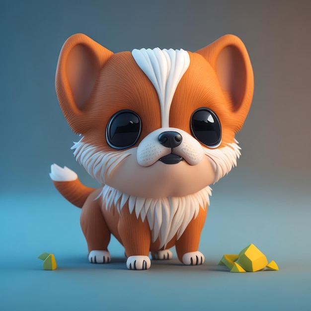 un pequeño perro animado hiperrealista en 3D