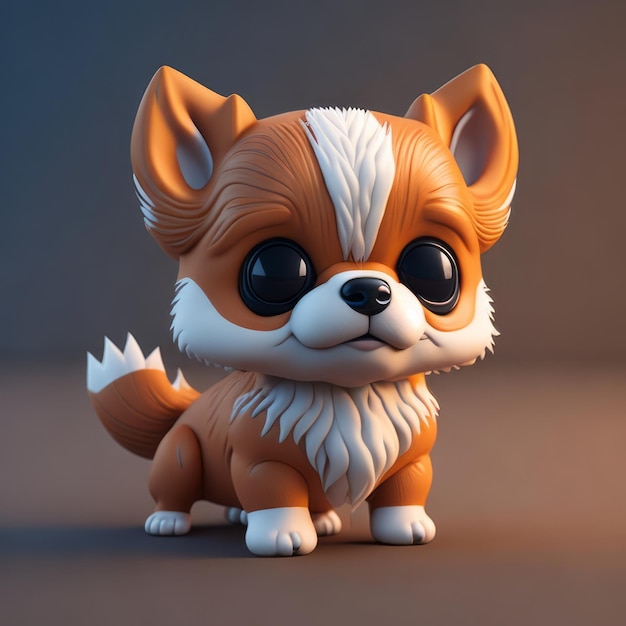 un pequeño perro animado hiperrealista en 3D