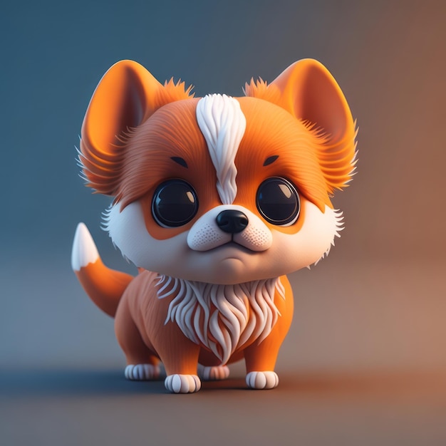 un pequeño perro animado hiperrealista en 3D