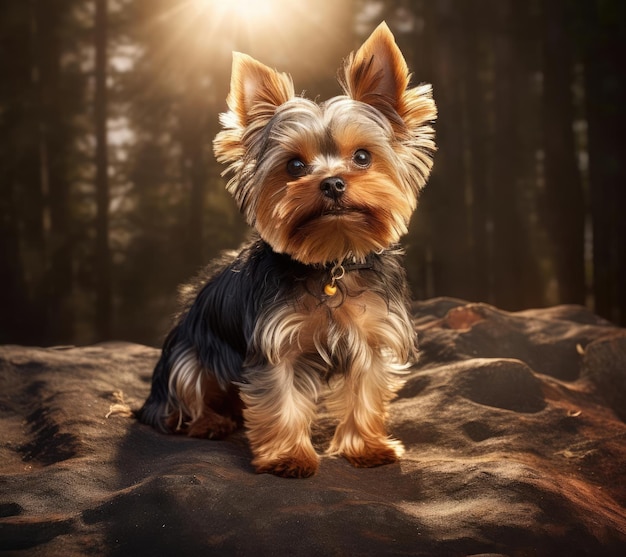 Pequeño perro doméstico en la hierba