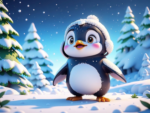 Un pequeño pingüino con un encanto adorable