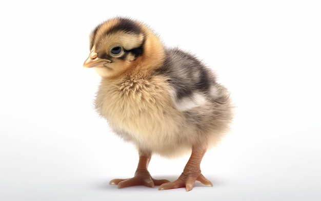 Un pequeño pollito de pollo amarillo sobre un fondo blanco pollo doméstico ai generado