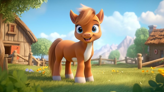 Un pequeño poni lindo y adorable