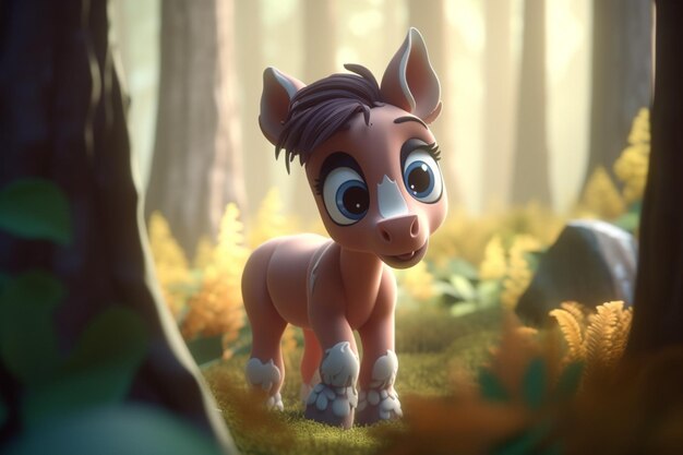 Un pequeño pony en el bosque