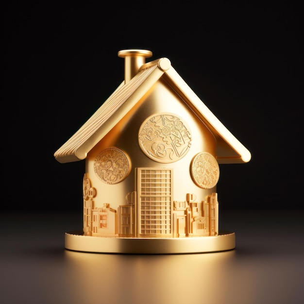 Pequeño préstamo de oro para el hogar Préstamo para el hogar y concepto financiero