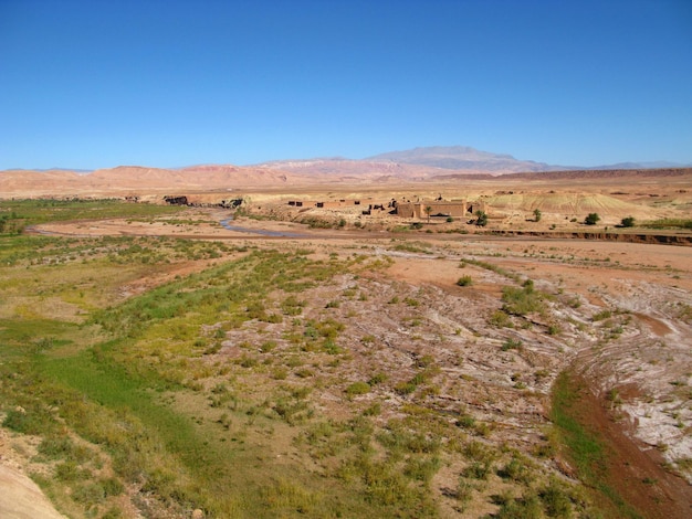 El pequeño pueblo en el desierto del Sáhara en Ouarzazate Marruecos
