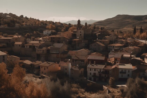 Foto un pequeño pueblo en las montañas de la región italiana de la región italiana.