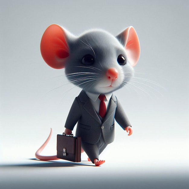 Foto pequeno rato em terno de negócios arte digital renderização 3d