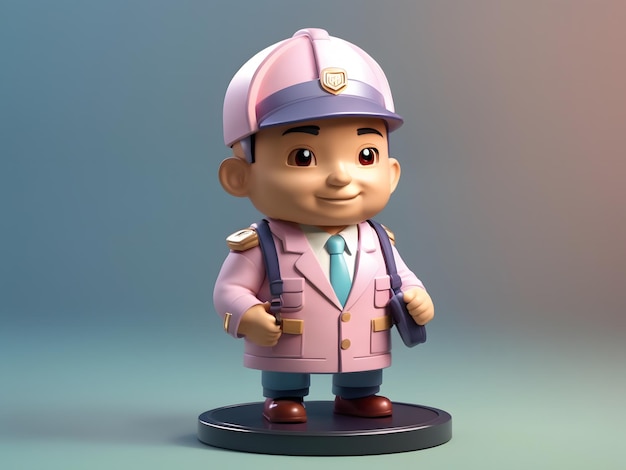 Pequeño render 3d isométrico lindo de la figura del portero