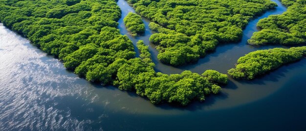 Foto un pequeño río con una pequeña isla en el agua