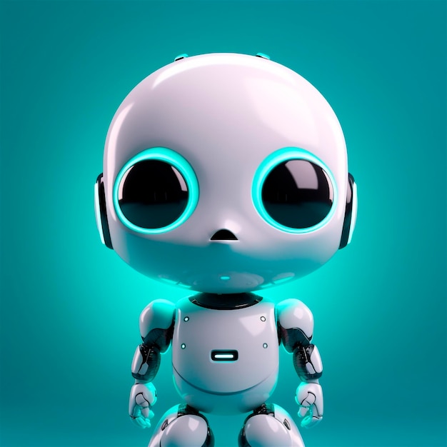 Pequeno robô bonitinho engraçado assistente virtual bot isolado no ícone 3d de fundo branco AI gerado