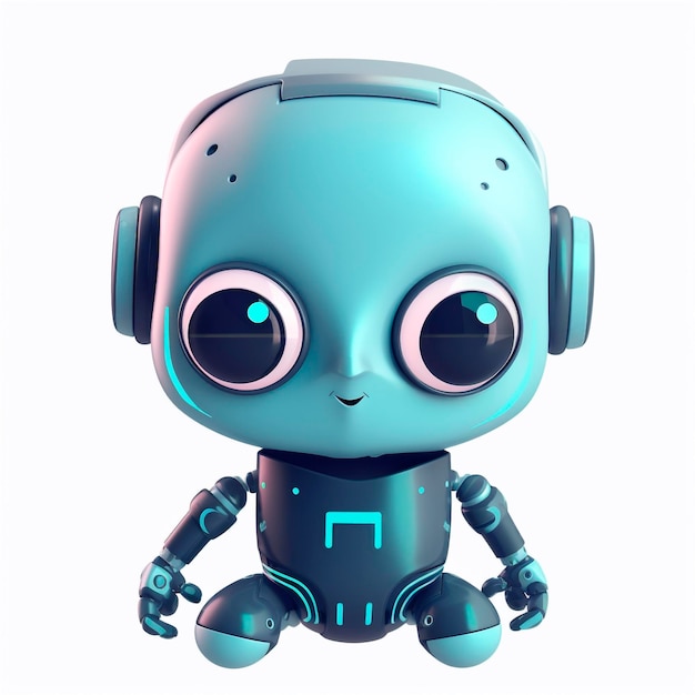 Pequeno robô bonitinho engraçado assistente virtual bot isolado no ícone 3d de fundo branco AI gerado