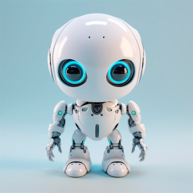Pequeno robô bonitinho engraçado assistente virtual bot isolado no ícone 3d de fundo branco AI gerado