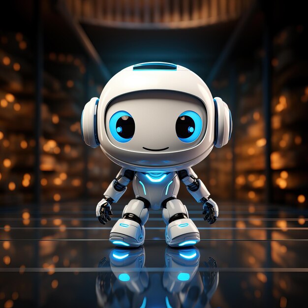 Pequeño robot lindo en un fondo borroso enfoque suave selectivo