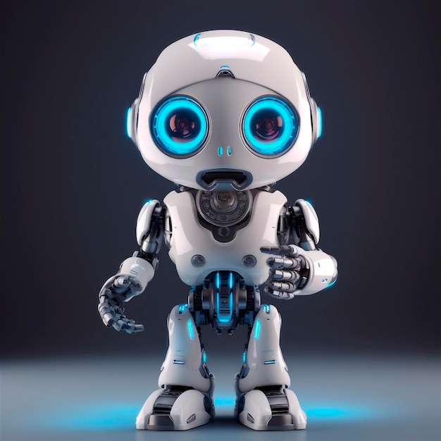 Pequeño robot lindo robot asistente virtual divertido aislado sobre fondo blanco 3d icono AI generado