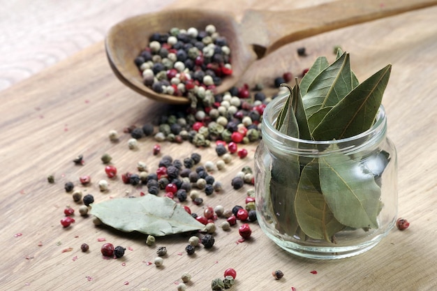 Un pequeño tarro de cristal con una hoja y una cuchara.