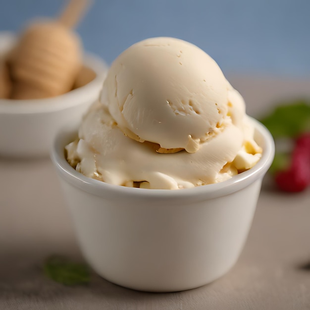 un pequeño tazón de helado con helado en él