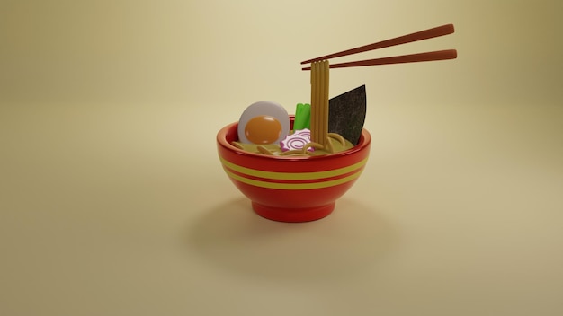 un pequeño tazón de ramen con un huevo nori naruto