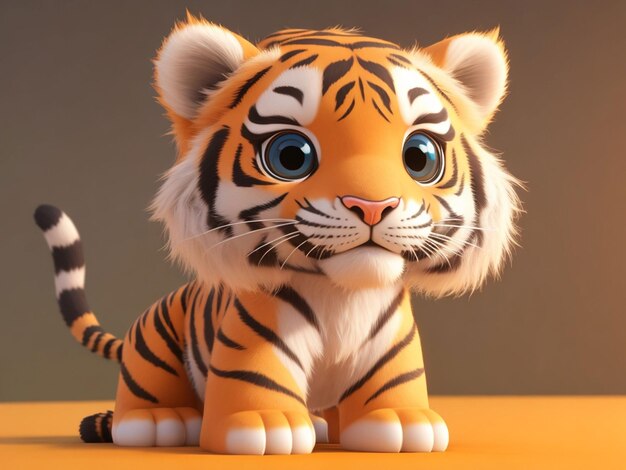 pequeno tigre bonito animação 3D