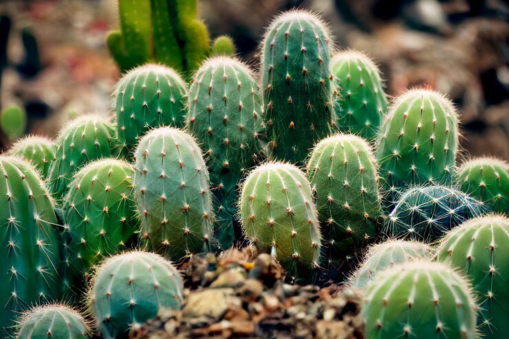 Pequeños cactus lindos en el bosque