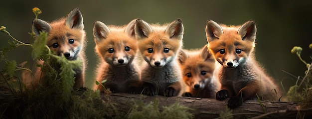 Pequenos filhotes de raposa vermelha explorando seu ambiente natural sua curiosidade inocente brilhando através