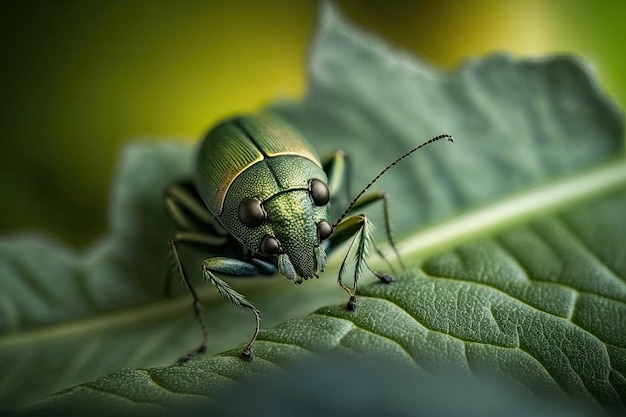 Pequenos insetos podem ser encontrados no jardim escondidos nas folhas Fotografia em close