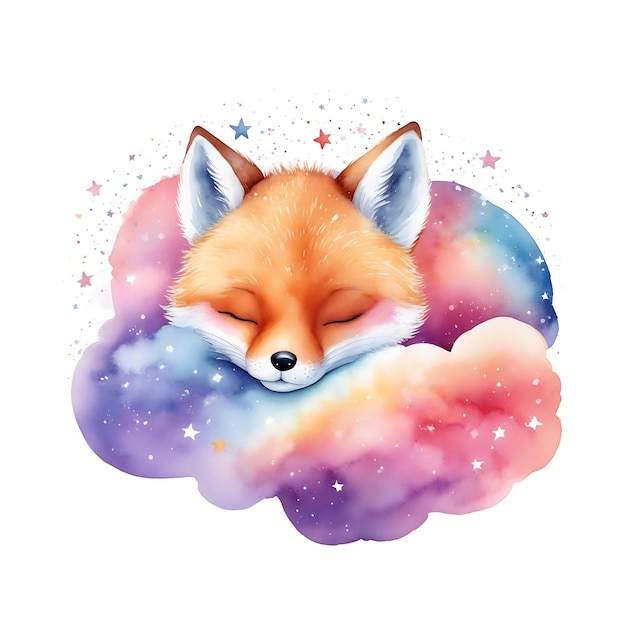 Pequeños lobos dulces sueños Ilustración de dibujos animados con un lobo durmiendo en las nubes