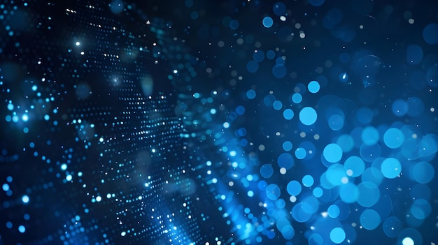 Los pequeños puntos brillantes azules son un fondo geométrico abstracto