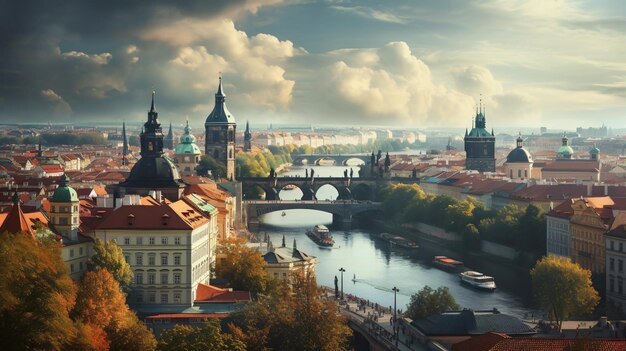 Pequim cidade de Praga bela vista panorâmica