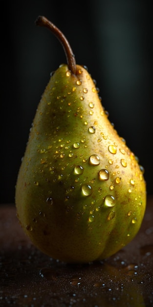 Pera fresca con gotas de agua IA generativa