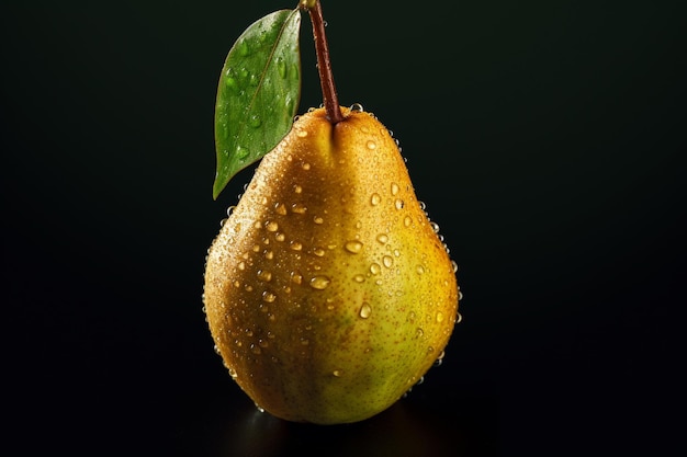 Pera fresca con gotas de agua