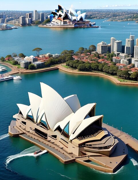 La Ópera de Sydney se encuentra en el puerto de Sydney.